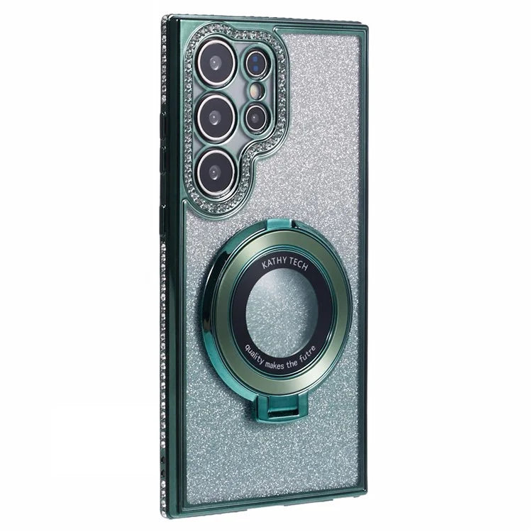 For Samsung Galaxy S22 Ultra 5G TPU Case Gradient Phone Cover with Kickstand / Rhinestone