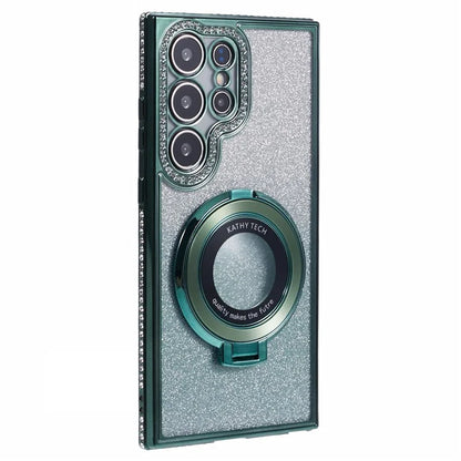 For Samsung Galaxy S22 Ultra 5G TPU Case Gradient Phone Cover with Kickstand / Rhinestone