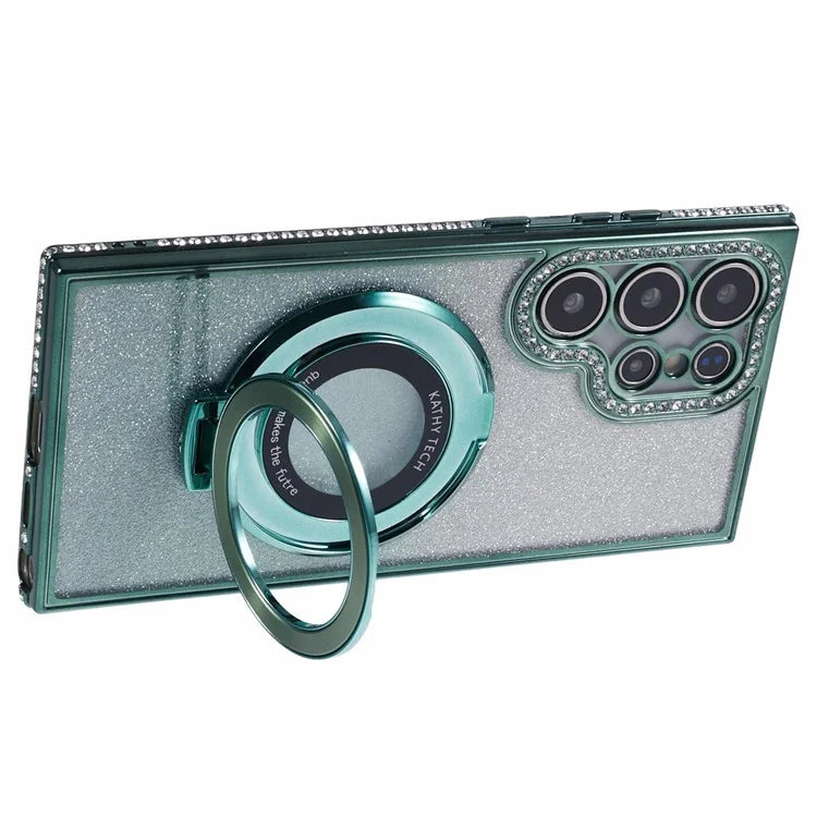 For Samsung Galaxy S22 Ultra 5G TPU Case Gradient Phone Cover with Kickstand / Rhinestone