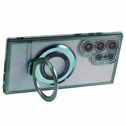 For Samsung Galaxy S22 Ultra 5G TPU Case Gradient Phone Cover with Kickstand / Rhinestone