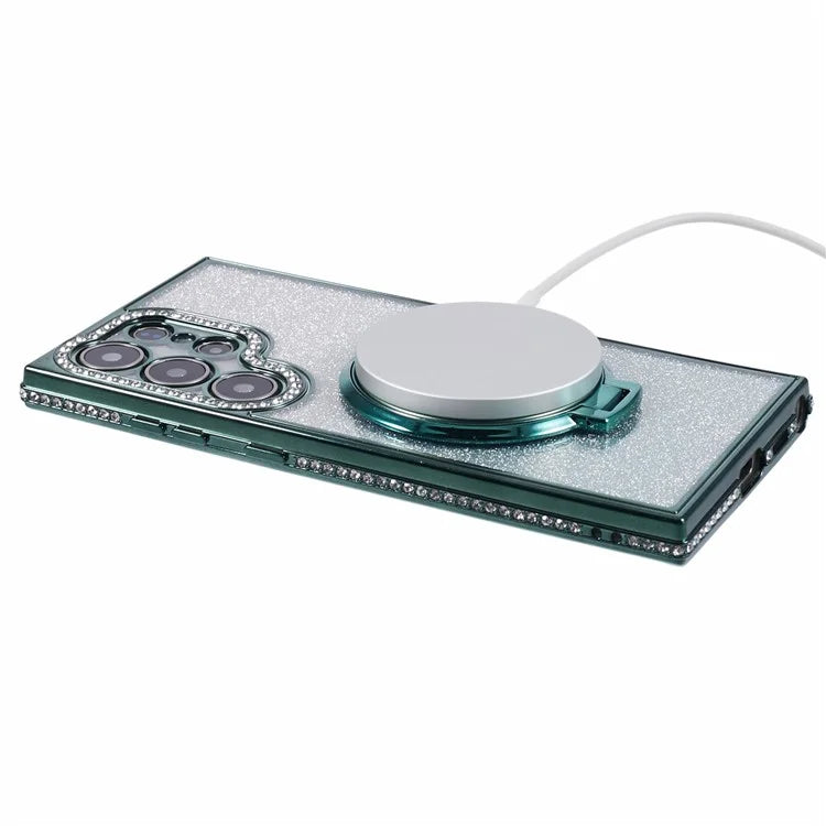 For Samsung Galaxy S22 Ultra 5G TPU Case Gradient Phone Cover with Kickstand / Rhinestone