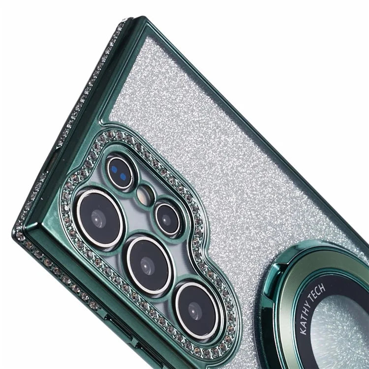 For Samsung Galaxy S22 Ultra 5G TPU Case Gradient Phone Cover with Kickstand / Rhinestone