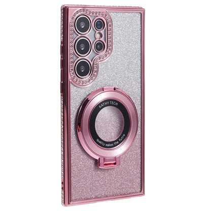 For Samsung Galaxy S22 Ultra 5G TPU Case Gradient Phone Cover with Kickstand / Rhinestone