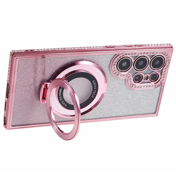 For Samsung Galaxy S22 Ultra 5G TPU Case Gradient Phone Cover with Kickstand / Rhinestone