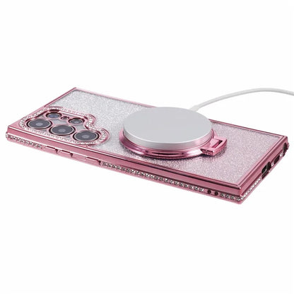 For Samsung Galaxy S22 Ultra 5G TPU Case Gradient Phone Cover with Kickstand / Rhinestone