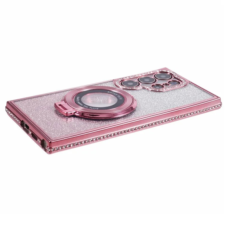 For Samsung Galaxy S22 Ultra 5G TPU Case Gradient Phone Cover with Kickstand / Rhinestone