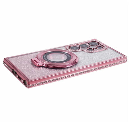 For Samsung Galaxy S22 Ultra 5G TPU Case Gradient Phone Cover with Kickstand / Rhinestone