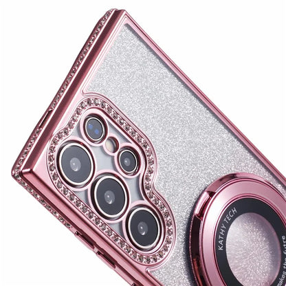 For Samsung Galaxy S22 Ultra 5G TPU Case Gradient Phone Cover with Kickstand / Rhinestone