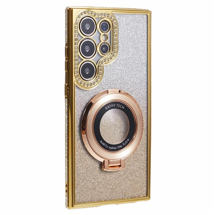 For Samsung Galaxy S22 Ultra 5G TPU Case Gradient Phone Cover with Kickstand / Rhinestone