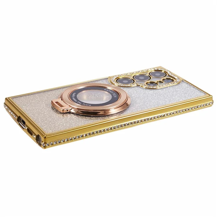 For Samsung Galaxy S22 Ultra 5G TPU Case Gradient Phone Cover with Kickstand / Rhinestone