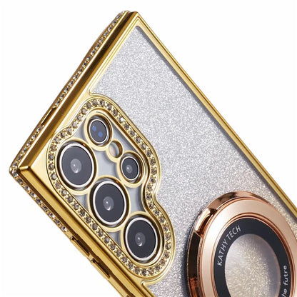 For Samsung Galaxy S22 Ultra 5G TPU Case Gradient Phone Cover with Kickstand / Rhinestone