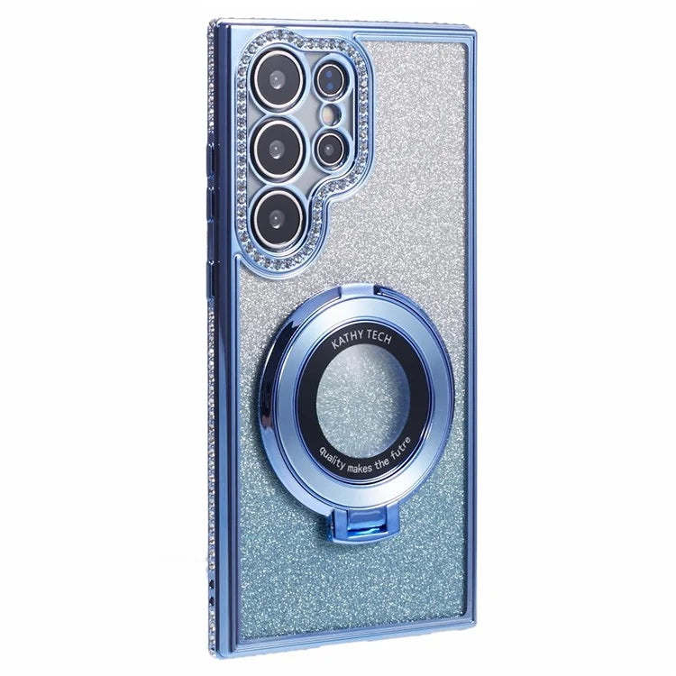 For Samsung Galaxy S22 Ultra 5G TPU Case Gradient Phone Cover with Kickstand / Rhinestone