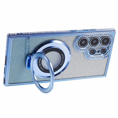 For Samsung Galaxy S22 Ultra 5G TPU Case Gradient Phone Cover with Kickstand / Rhinestone