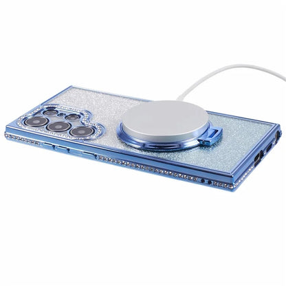 For Samsung Galaxy S22 Ultra 5G TPU Case Gradient Phone Cover with Kickstand / Rhinestone