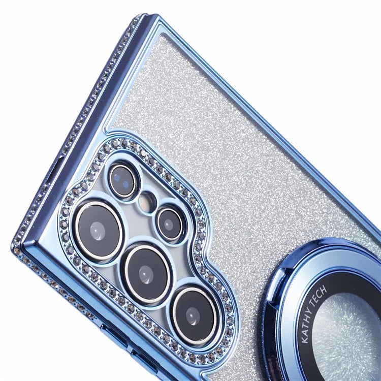 For Samsung Galaxy S22 Ultra 5G TPU Case Gradient Phone Cover with Kickstand / Rhinestone