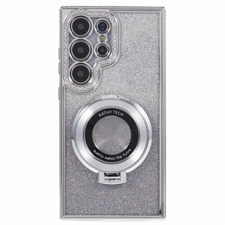 For Samsung Galaxy S22 Ultra 5G TPU Case Gradient Phone Cover with Kickstand / Rhinestone
