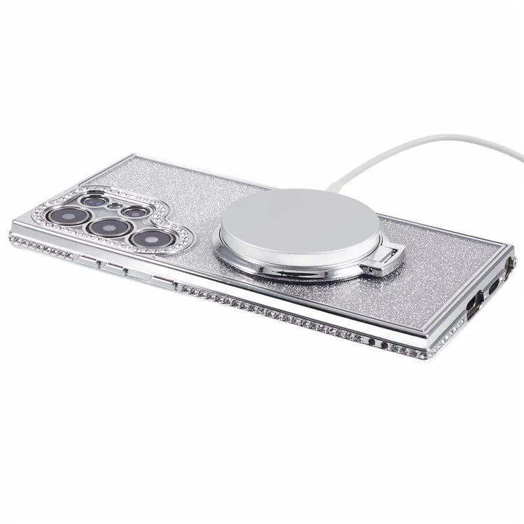 For Samsung Galaxy S22 Ultra 5G TPU Case Gradient Phone Cover with Kickstand / Rhinestone