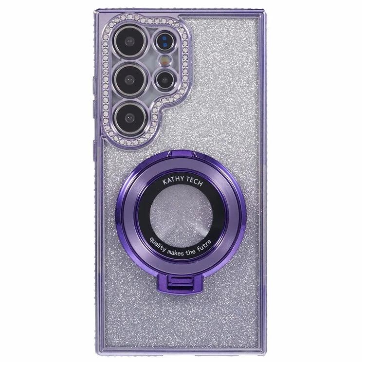 For Samsung Galaxy S22 Ultra 5G TPU Case Gradient Phone Cover with Kickstand / Rhinestone