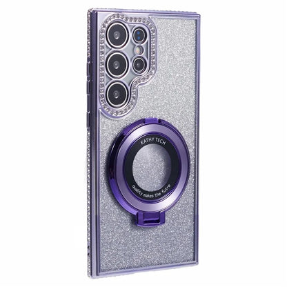 For Samsung Galaxy S22 Ultra 5G TPU Case Gradient Phone Cover with Kickstand / Rhinestone