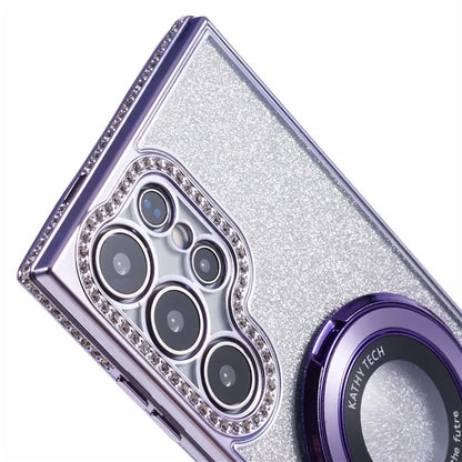 For Samsung Galaxy S22 Ultra 5G TPU Case Gradient Phone Cover with Kickstand / Rhinestone