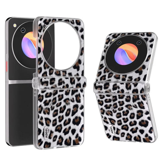 ABEEL For ZTE Libero Flip / nubia Flip 5G Case Clear Matte Edge Leather Leopard Print Texture Phone Cover