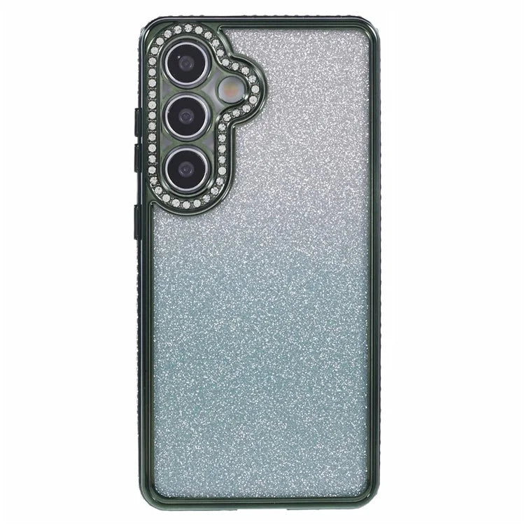 For Samsung Galaxy S24+ Case Gradient TPU Phone Cover Rhinestones Decor