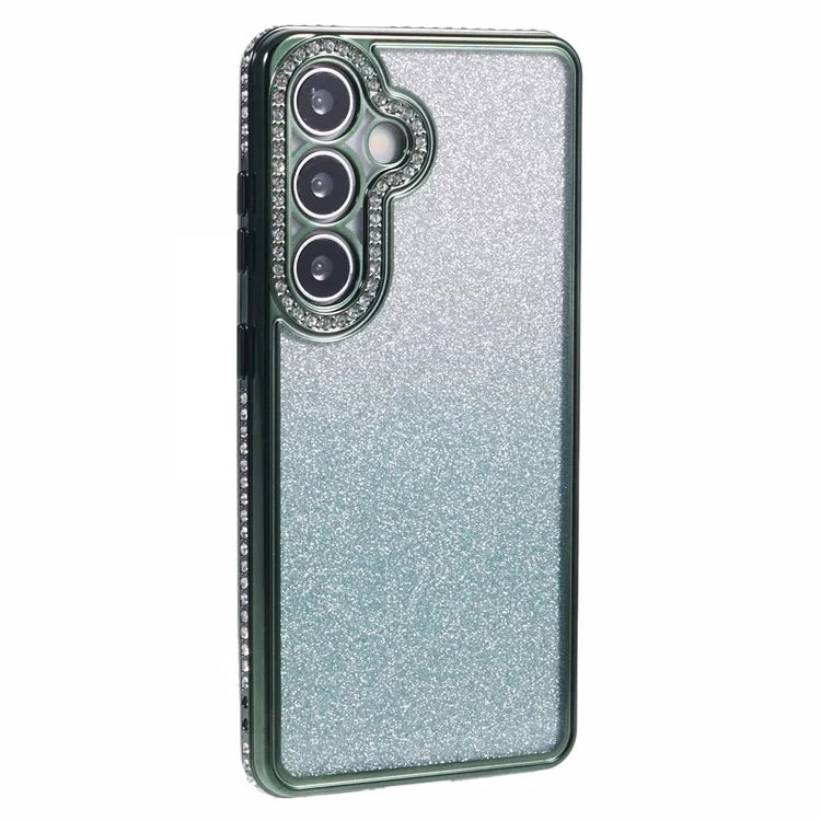 For Samsung Galaxy S24+ Case Gradient TPU Phone Cover Rhinestones Decor