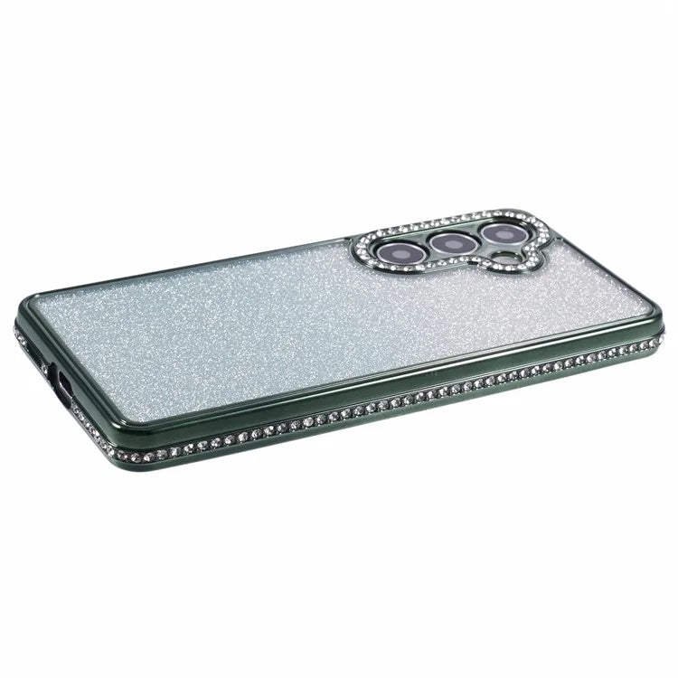 For Samsung Galaxy S24+ Case Gradient TPU Phone Cover Rhinestones Decor