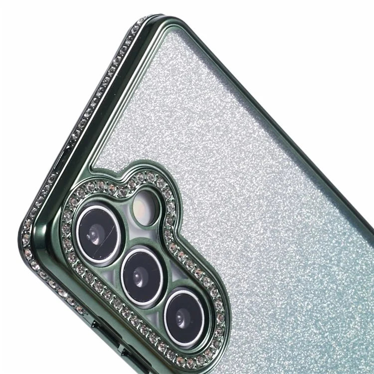 For Samsung Galaxy S24+ Case Gradient TPU Phone Cover Rhinestones Decor