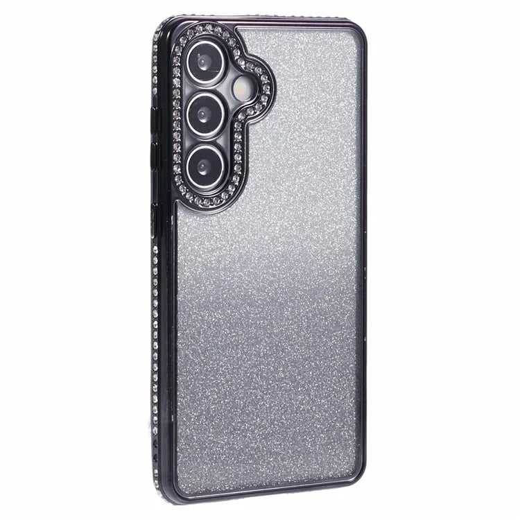 For Samsung Galaxy S24+ Case Gradient TPU Phone Cover Rhinestones Decor