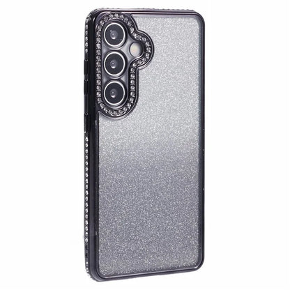 For Samsung Galaxy S24+ Case Gradient TPU Phone Cover Rhinestones Decor