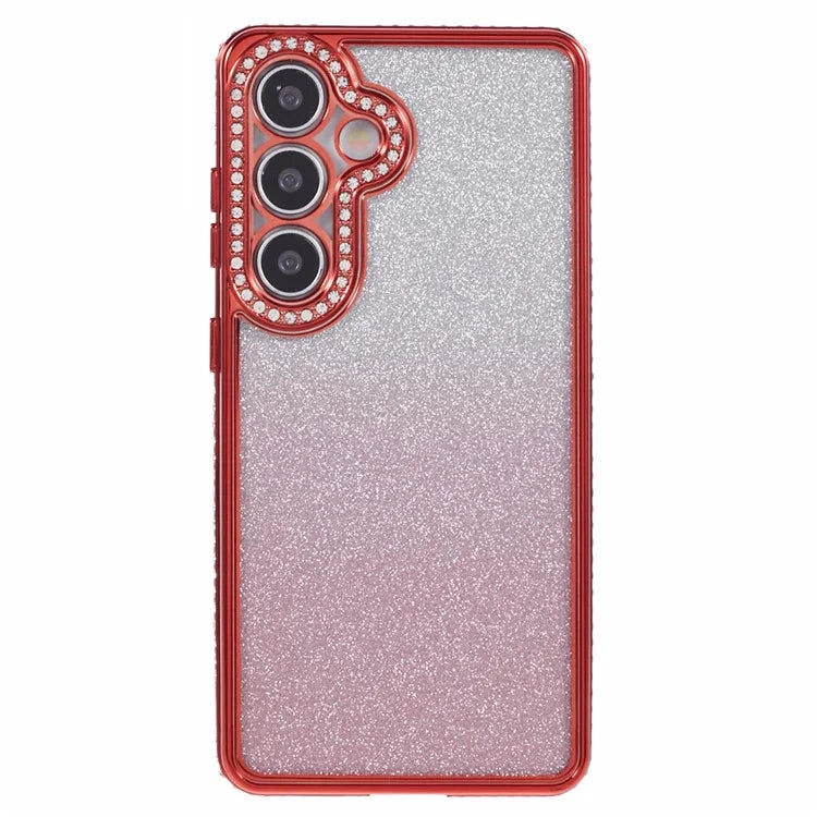 For Samsung Galaxy S24+ Case Gradient TPU Phone Cover Rhinestones Decor