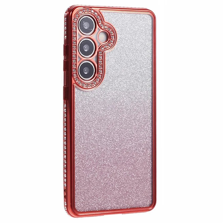 For Samsung Galaxy S24+ Case Gradient TPU Phone Cover Rhinestones Decor