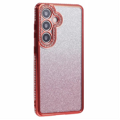 For Samsung Galaxy S24+ Case Gradient TPU Phone Cover Rhinestones Decor
