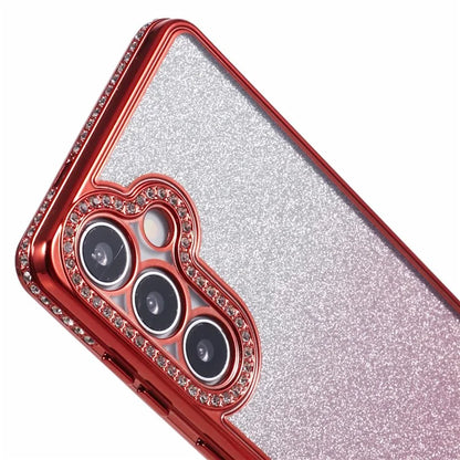 For Samsung Galaxy S24+ Case Gradient TPU Phone Cover Rhinestones Decor