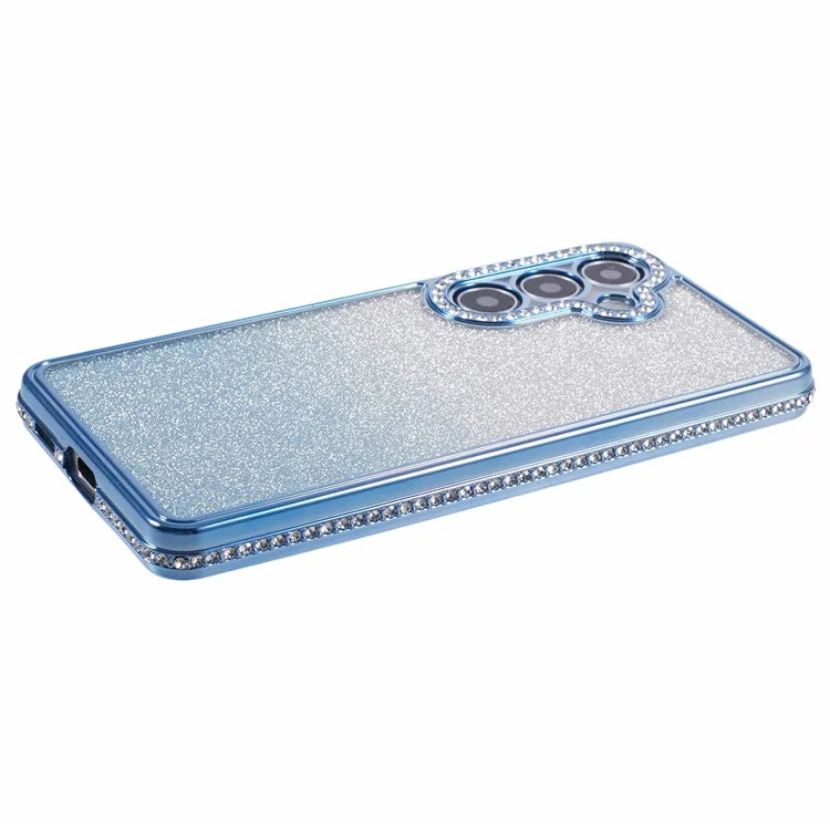For Samsung Galaxy S24+ Case Gradient TPU Phone Cover Rhinestones Decor