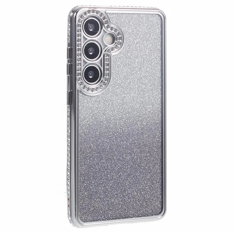 For Samsung Galaxy S24+ Case Gradient TPU Phone Cover Rhinestones Decor
