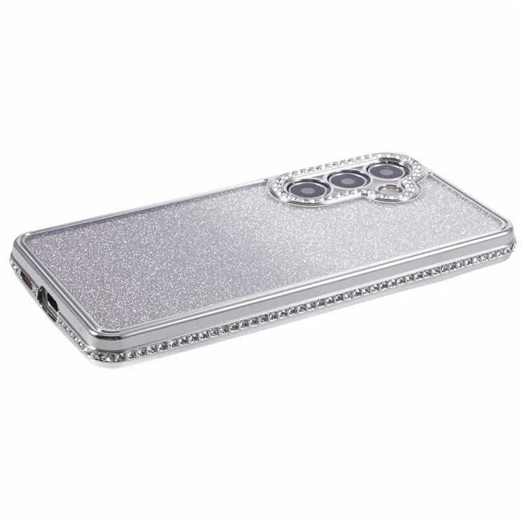 For Samsung Galaxy S24+ Case Gradient TPU Phone Cover Rhinestones Decor