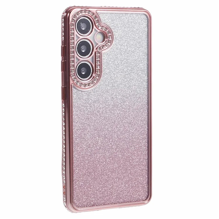 For Samsung Galaxy S24+ Case Gradient TPU Phone Cover Rhinestones Decor
