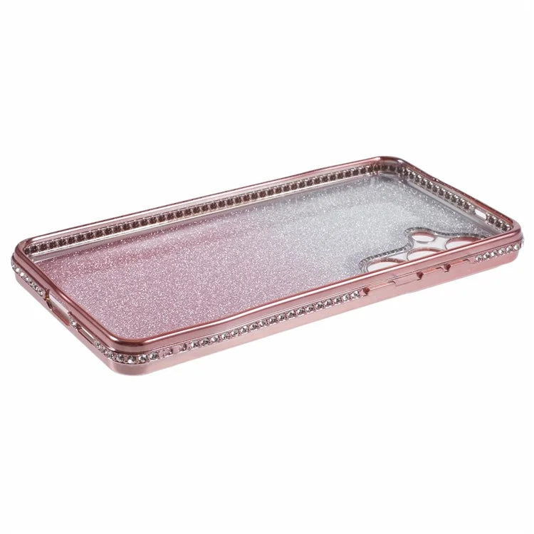 For Samsung Galaxy S24+ Case Gradient TPU Phone Cover Rhinestones Decor
