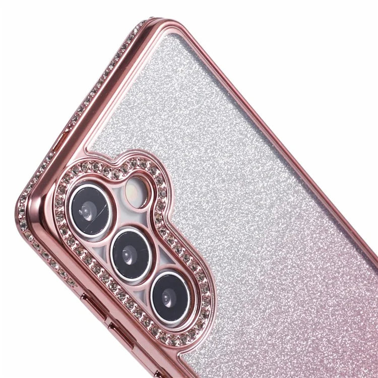 For Samsung Galaxy S24+ Case Gradient TPU Phone Cover Rhinestones Decor