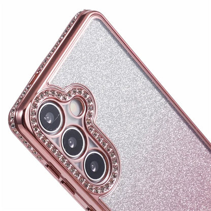 For Samsung Galaxy S24+ Case Gradient TPU Phone Cover Rhinestones Decor