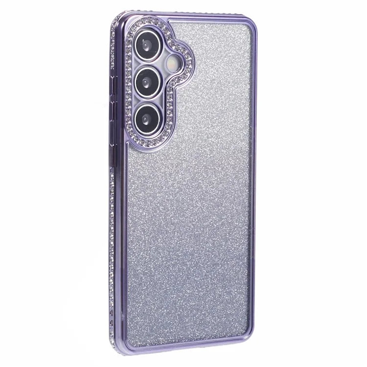 For Samsung Galaxy S24+ Case Gradient TPU Phone Cover Rhinestones Decor