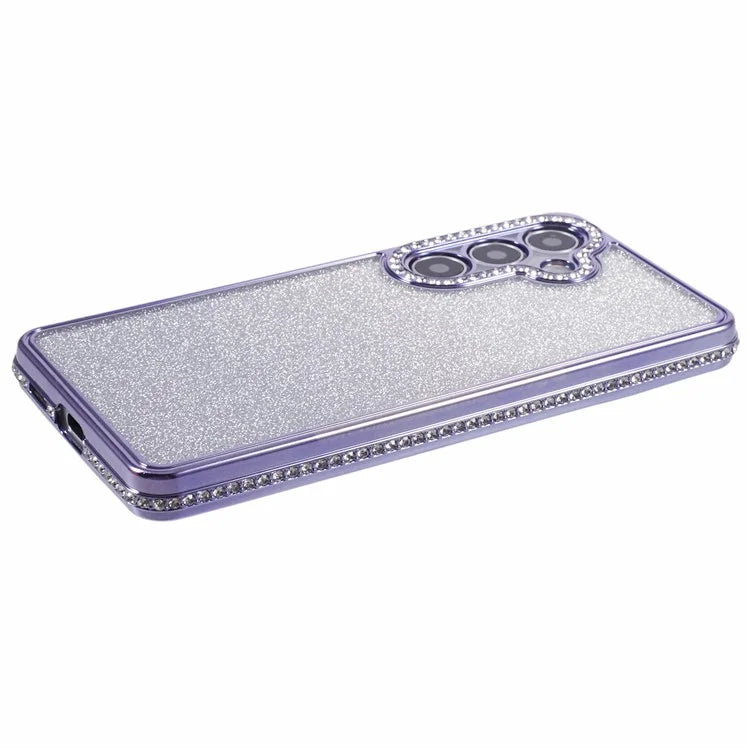 For Samsung Galaxy S24+ Case Gradient TPU Phone Cover Rhinestones Decor