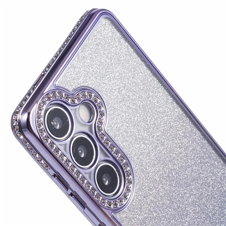 For Samsung Galaxy S24+ Case Gradient TPU Phone Cover Rhinestones Decor