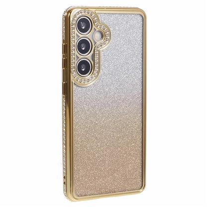 For Samsung Galaxy S24+ Case Gradient TPU Phone Cover Rhinestones Decor