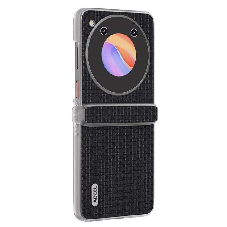 ABEEL For ZTE Libero Flip / nubia Flip 5G Case Genuine Cow Leather Phone Shell with Clear Matte Edge