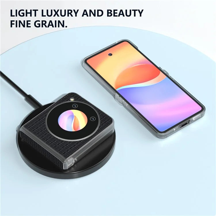 ABEEL For ZTE Libero Flip / nubia Flip 5G Case Genuine Cow Leather Phone Shell with Clear Matte Edge