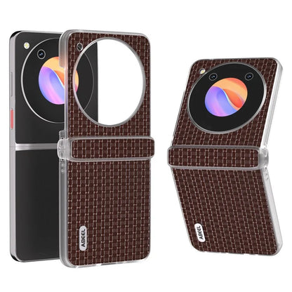 ABEEL For ZTE Libero Flip / nubia Flip 5G Case Genuine Cow Leather Phone Shell with Clear Matte Edge