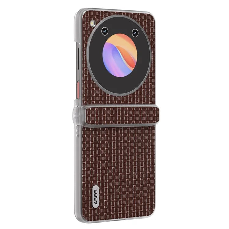 ABEEL For ZTE Libero Flip / nubia Flip 5G Case Genuine Cow Leather Phone Shell with Clear Matte Edge
